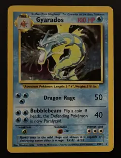 Pokemon Gyarados Base Set Holo Rare 6/102 Unlimited Vintage Card TCG 1 - Image 1