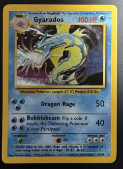 Pokemon Gyarados Base Set Holo Rare 6/102 Unlimited Vintage Card TCG 1 - Image 2