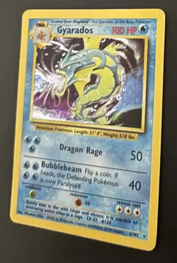 Pokemon Gyarados Base Set Holo Rare 6/102 Unlimited Vintage Card TCG 1 - Image 5