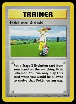 Pokemon Card - Pokemon Breeder Base Set Shadowless 76/102 Rare - Image 1