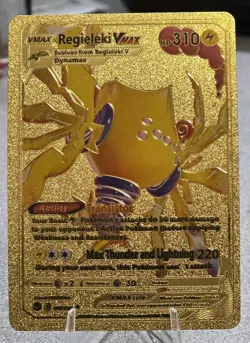 Pokemon Regieleki VMAX 310hp Gold Foil Fan Art Collector Card TCG - Image 1