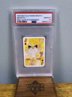 1999 Bicycle Pokemon Mini Playing Card Meowth PSA 10 Red Deck Jack Diamonds - Image 1