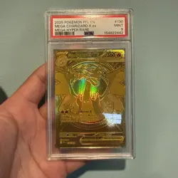 2025 Pokemon Phantasmal Flames Card 130/094 Mega Charizard EX Gold Graded PSA 9 - Image 2