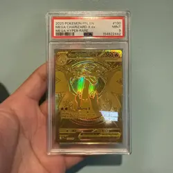 2025 Pokemon Phantasmal Flames Card 130/094 Mega Charizard EX Gold Graded PSA 9 - Image 3