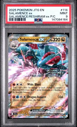 2025 POKEMON JOURNEY TOGETHER PREMIUM COLLECTION #114 SALAMENCE EX PSA 9 - Image 1