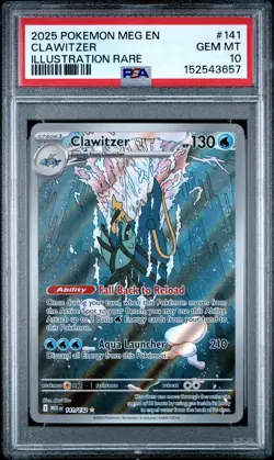 2025 POKEMON MEG EN-MEGA EVOLUTION ILLUSTRATION RARE #141 CLAWITZER PSA 10 - Image 1