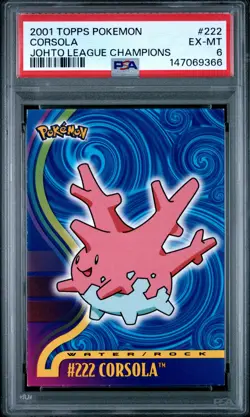 2001 TOPPS POKEMON JOHTO LEAGUE CHAMPIONS #222 CORSOLA PSA 6 - Image 1