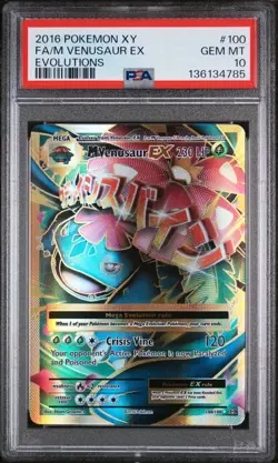2016 POKEMON XY EVOLUTIONS #100 FULL ART/M VENUSAUR EX PSA 10 - Image 1
