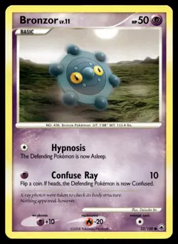 Bronzor 52/100 Pokemon Card Majestic Dawn Common 50 HP Lightly Played EK - Image 1