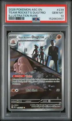 2026 POKEMON ASCENDED HEROES ILLUSTRATION RARE #239 TEAM ROCKET'S DUGTRIO PSA 10 - Image 1
