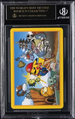 2016 MARIO PIKACHU PLAYING CARDS POKEMON CENTER 3 OF DIAMONDS BGS 10 BLACK LABEL - Image 2