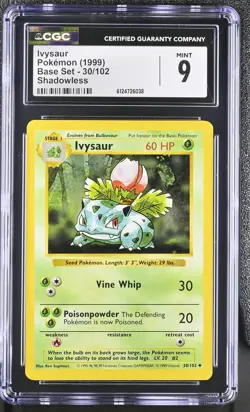 1999 Pokemon Base Set Ivysaur Shadowless 30/102 CGC 9 #30/102 - Image 1