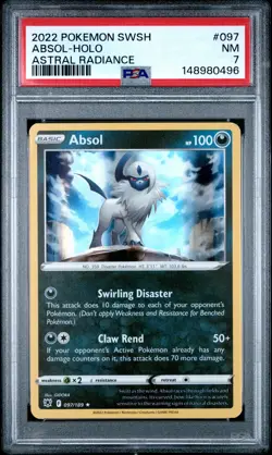 2022 POKEMON SWORD & SHIELD ASTRAL RADIANCE #097 ABSOL-HOLO PSA 7 - Image 1