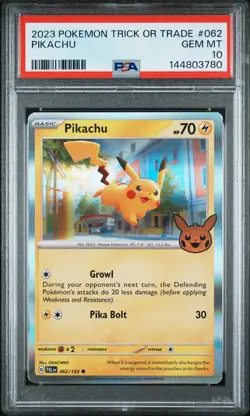 2023 POKEMON TRICK OR TRADE #062 PIKACHU PSA 10 - Image 1