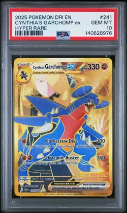 2025 POKEMON DRI EN-DESTINED RIVALS HYPER RARE #241 CYNTHIA'S GARCHOMP EX PSA 10 - Image 1