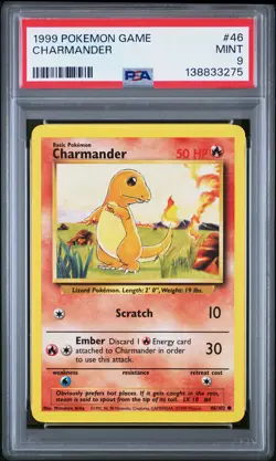1999 POKEMON BASE SET UNLIMITED #46 CHARMANDER PSA 9 - Image 1