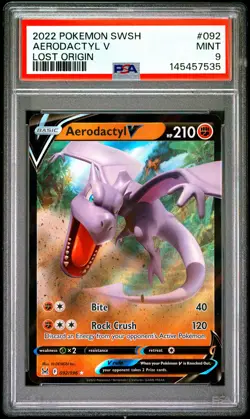 2022 POKEMON SWORD & SHIELD LOST ORIGIN #092 AERODACTYL V PSA 9 - Image 1