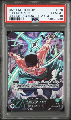 2025 ONE PIECE JPN PROMOS OFFICIAL PLAYMAT LIMITED EDITION RORONOA ZORO PSA 10 - Image 1