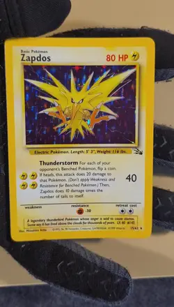 1999 Pokemon Fossil Zapdos Holo - see video of Holo & Card - Image 2