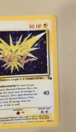1999 Pokemon Fossil Zapdos Holo - see video of Holo & Card - Image 4