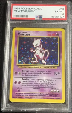 PSA 6 Mewtwo Holo 10/102 Base Set 1999 Pokemon Card EX-MT Vintage WOTC - Image 1