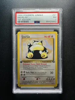 1999 Pokemon Snorlax - 1st Edition Non-Holo Rare Jungle Card 27/64 - PSA 7 - Image 1
