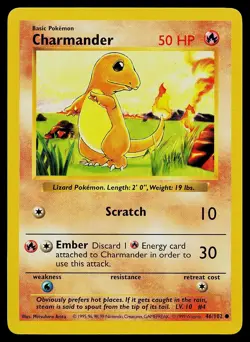 Pokemon Card - Charmander Base Set Shadowless 46/102 Common - Image 1