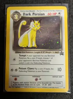 2000 Pokemon WOTC TCG Dark Persian Black Star Promo Holo #17 LP English TCG - Image 3