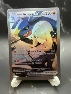 Cynthia's Garchomp EX Goddess Story Pokemon Waifu Trading Card custom - HOLO - Image 1