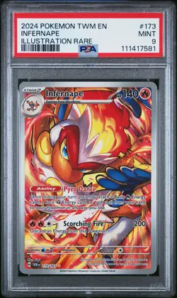 2024 POKEMON TWM EN-TWILIGHT MASQUERADE ILLUSTRATION RARE #173 INFERNAPE PSA 9 - Image 1
