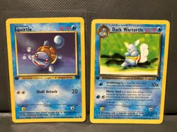 DARK WARTORTLE + SQUIRTLE [NM/LP] 1ST EDITION TEAM ROCKET VINTAGE POKEMON CARDS - Image 1