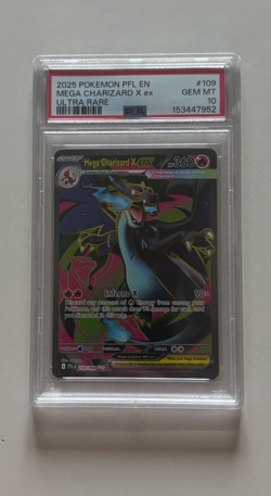 2025 POKEMON PFL EN MEGA CHARIZARD X EX ULTRA RARE #109 GRADED GEM MT 10 - Image 1