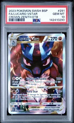 2023 Pokemon SWSH Black Star Promo Lucario VSTAR Crown Zenith #291 PSA 10 GEM MT - Image 1