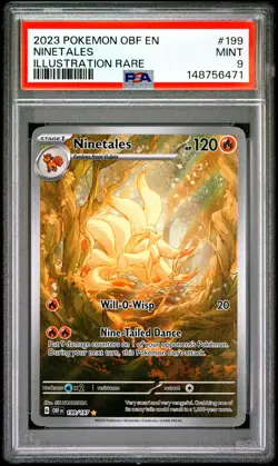 2023 POKEMON OBF EN-OBSIDIAN FLAMES ILLUSTRATION RARE #199 NINETALES PSA 9 - Image 1