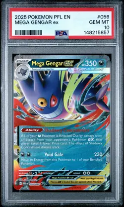 2025 POKEMON PFL EN-PHANTASMAL FLAMES #056 MEGA GENGAR EX PSA 10 - Image 1