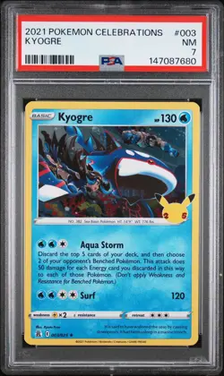 2021 POKEMON CELEBRATIONS #003 KYOGRE PSA 7 - Image 1