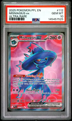 2025 POKEMON PFL EN-PHANTASMAL FLAMES ULTRA RARE #112 MISMAGIUS EX PSA 10 - Image 1