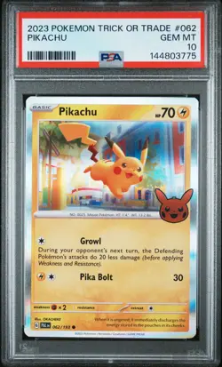 2023 POKEMON TRICK OR TRADE #062 PIKACHU PSA 10 - Image 1