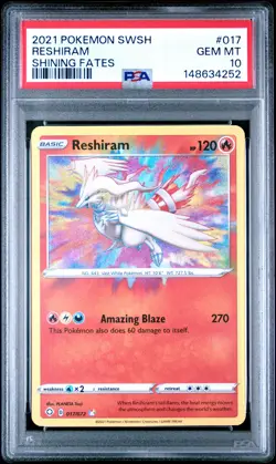 2021 POKEMON SWORD & SHIELD SHINING FATES #017 RESHIRAM PSA 10 - Image 1