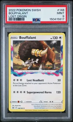 2022 POKEMON SWORD & SHIELD LOST ORIGIN #148 BOUFFALANT PSA 9 - Image 1