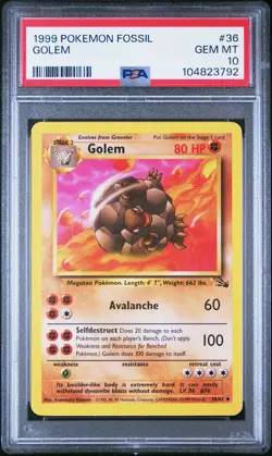 1999 POKEMON FOSSIL #36 GOLEM PSA 10 - Image 1