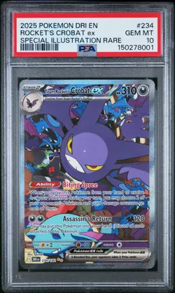 2025 POKEMON DRI SPECIAL ILLUSTRATION RARE #234 TEAM ROCKET'S CROBAT EX PSA 10 - Image 1