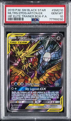 2019 POKEMON SM BLACK STAR PROMO FULL ART/MOLTRES & ZAPDOS & ARTICUNO GX PSA 10 - Image 1