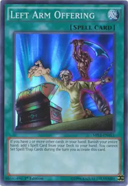Yugioh! LP Left Arm Offering - MIL1-EN015 - Super Rare - 1st Edition Lightly Pla - Image 1