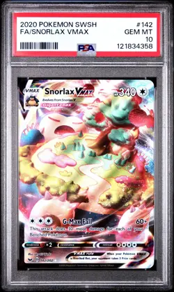 Pokemon Sword and Shield Snorlax VMAX #142 - PSA 10 - Image 1
