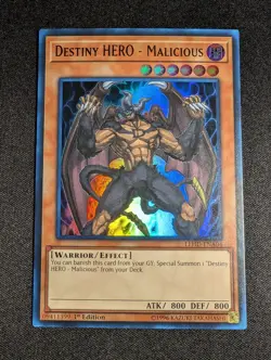 Yugioh Destiny HERO - Malicious LEHD-ENA04 1st Edition Ultra Rare NM - Image 1