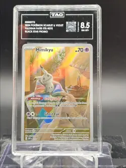 MIMIKYU 2024 POKEMON PALDEAN FATES BLACK STAR PROMO ETB B #075 TAG 8.5 Q5677 - Image 1