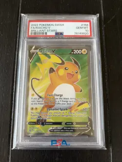 2022 POKEMON SWORD & SHIELD BRILLIANT STARS #158 FULL ART/RAICHU V PSA 10 - Image 2