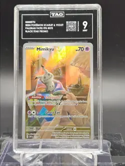 MIMIKYU 2024 POKEMON PALDEAN FATES BLACK STAR PROMO ETB A #075 TAG 9 Q5677 - Image 1