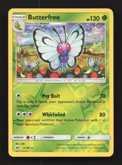 Butterfree 3/149 Rare SM Base Set Reverse Holo Lightly Played - Image 1